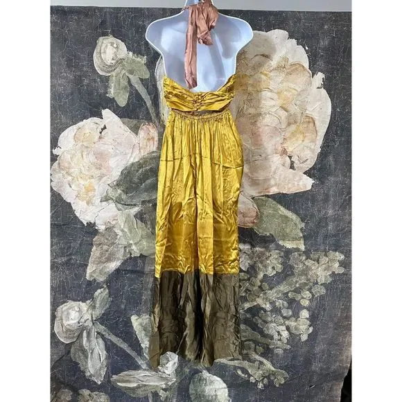 NEW Anthropologie Silk Colorblocked Maxi Dress Size 6 - Picture 9 of 10